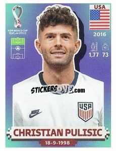 Figurina Christian Pulisic - FIFA World Cup Qatar 2022. US Edition - Panini