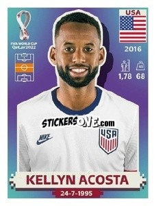 Sticker Kellyn Acosta - FIFA World Cup Qatar 2022. US Edition - Panini