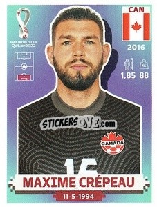 Figurina Maxime Crépeau - FIFA World Cup Qatar 2022. US Edition - Panini