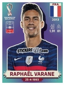 Figurina Raphaël Varane - FIFA World Cup Qatar 2022. US Edition - Panini