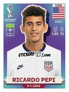 Figurina Ricardo Pepi - FIFA World Cup Qatar 2022. US Edition - Panini