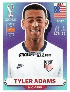 Figurina Tyler Adams - FIFA World Cup Qatar 2022. US Edition - Panini