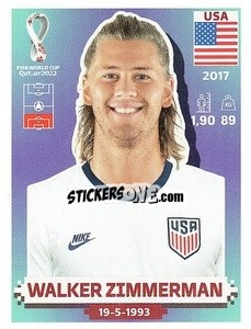 Cromo Walker Zimmerman - FIFA World Cup Qatar 2022. US Edition - Panini