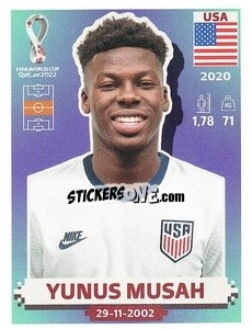 Sticker Yunus Musah - FIFA World Cup Qatar 2022. US Edition - Panini