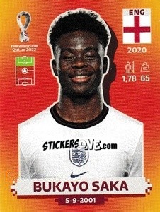 Cromo Bukayo Saka - FIFA World Cup Qatar 2022. International Edition - Panini