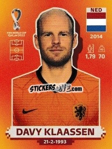 Sticker Davy Klaassen - FIFA World Cup Qatar 2022. International Edition - Panini