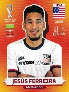 Figurina Jesús Ferreira - FIFA World Cup Qatar 2022. International Edition - Panini