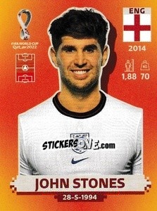 Figurina John Stones - FIFA World Cup Qatar 2022. International Edition - Panini