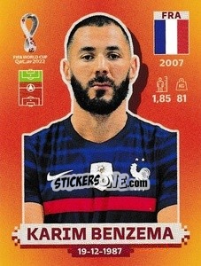 Cromo Karim Benzema - FIFA World Cup Qatar 2022. International Edition - Panini