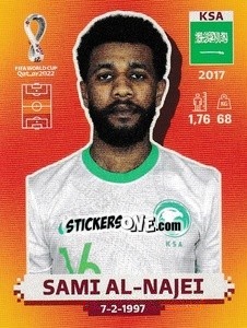 Sticker KSA14 Sami Al-Najei - FIFA World Cup Qatar 2022. International Edition - Panini