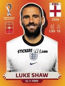 Figurina Luke Shaw - FIFA World Cup Qatar 2022. International Edition - Panini