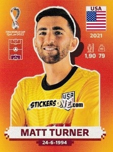 Figurina Matt Turner - FIFA World Cup Qatar 2022. International Edition - Panini