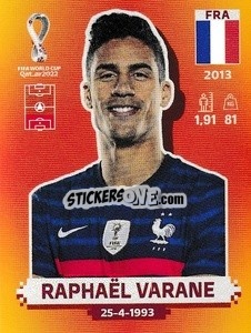 Sticker Raphaël Varane - FIFA World Cup Qatar 2022. International Edition - Panini