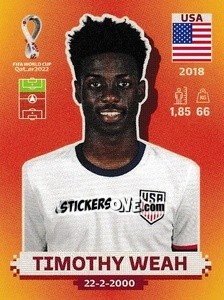 Cromo Timothy Weah - FIFA World Cup Qatar 2022. International Edition - Panini