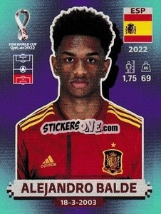 Sticker Alejandro Balde - FIFA World Cup Qatar 2022. Standard Edition - Panini