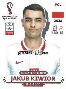 Figurina Jakub Kiwior - FIFA World Cup Qatar 2022. Standard Edition - Panini