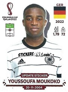 Figurina Youssoufa Moukoko - FIFA World Cup Qatar 2022. Standard Edition - Panini