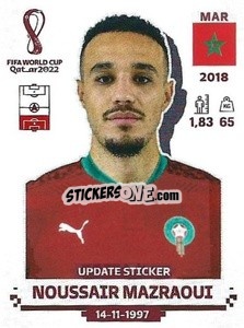 Figurina Noussair Mazraoui - FIFA World Cup Qatar 2022. Standard Edition - Panini