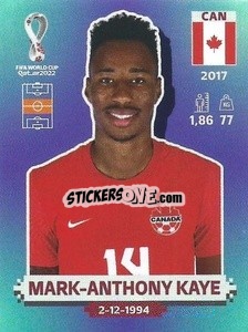 Cromo Mark-Anthony Kaye - FIFA World Cup Qatar 2022. Standard Edition - Panini