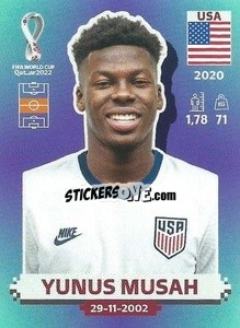 Figurina Yunus Musah - FIFA World Cup Qatar 2022. Standard Edition - Panini