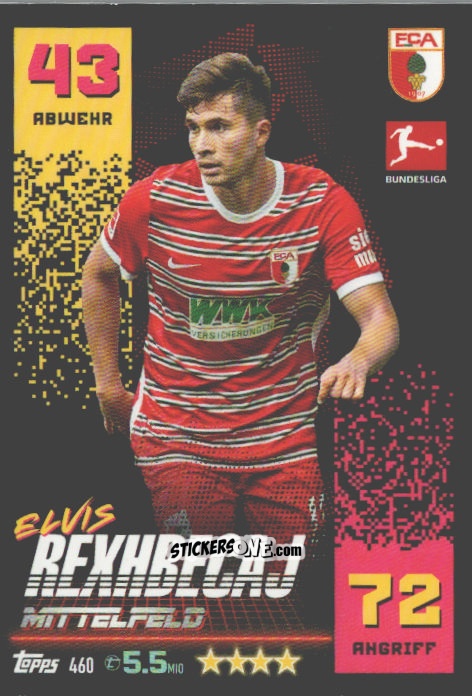 Cromo Elvis Rexhbecaj - German Fussball Bundesliga 2022-2023. Match Attax n. 460 - Topps