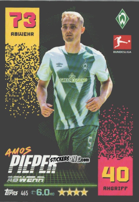 Sticker Amos Pieper - German Fussball Bundesliga 2022-2023. Match Attax n. 465 - Topps