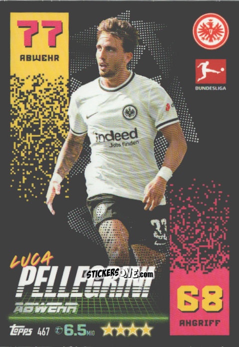 Sticker Luca Pellegrini - German Fussball Bundesliga 2022-2023. Match Attax n. 467 - Topps