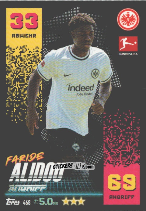 Sticker Faride Alidou - German Fussball Bundesliga 2022-2023. Match Attax n. 468 - Topps