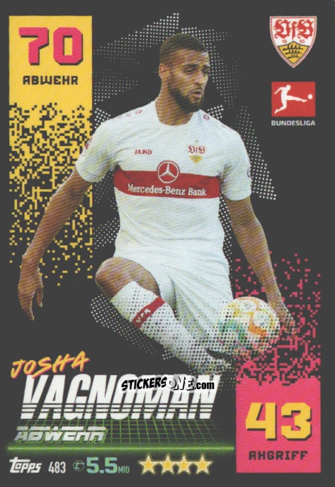 Sticker Josha Vagnoman - German Fussball Bundesliga 2022-2023. Match Attax n. 483 - Topps