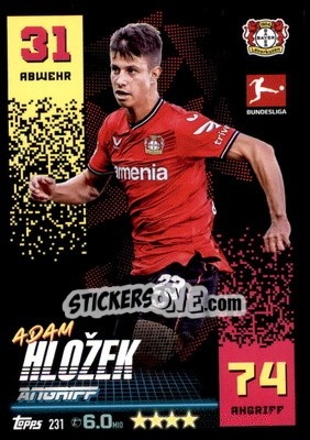 Sticker Adam Hložek - German Fussball Bundesliga 2022-2023. Match Attax - Topps