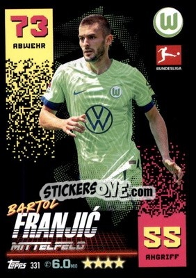 Sticker Bartol Franjić - German Fussball Bundesliga 2022-2023. Match Attax - Topps