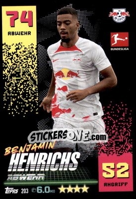 Cromo Benjamin Henrichs - German Fussball Bundesliga 2022-2023. Match Attax - Topps