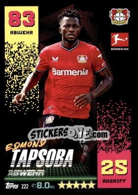 Cromo Edmond Tapsoba - German Fussball Bundesliga 2022-2023. Match Attax - Topps
