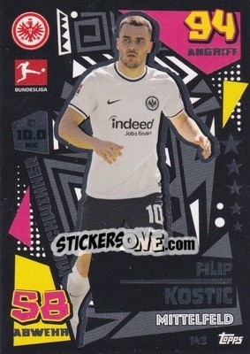 Sticker Filip Kostic - German Fussball Bundesliga 2022-2023. Match Attax - Topps