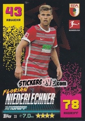 Sticker Florian Niederlechner - German Fussball Bundesliga 2022-2023. Match Attax - Topps