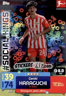 Sticker Genki Haraguchi - German Fussball Bundesliga 2022-2023. Match Attax n. 363 - Topps