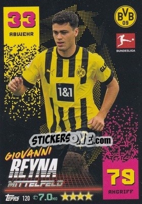 Sticker Giovanni Reyna - German Fussball Bundesliga 2022-2023. Match Attax - Topps