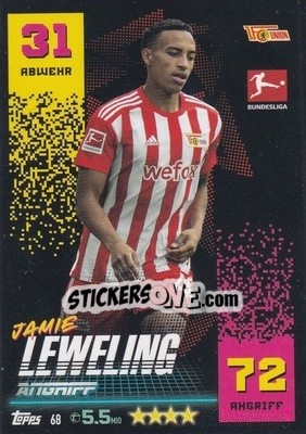Sticker Jamie Leweling - German Fussball Bundesliga 2022-2023. Match Attax - Topps