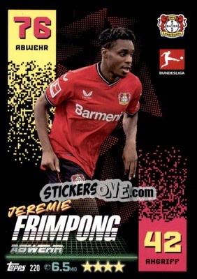 Sticker Jeremie Frimpong - German Fussball Bundesliga 2022-2023. Match Attax - Topps