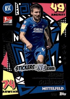 Sticker Jérôme Gondorf - German Fussball Bundesliga 2022-2023. Match Attax - Topps