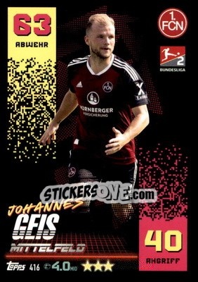 Sticker Johannes Geis - German Fussball Bundesliga 2022-2023. Match Attax - Topps