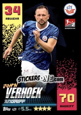 Sticker John Verhoek - German Fussball Bundesliga 2022-2023. Match Attax - Topps