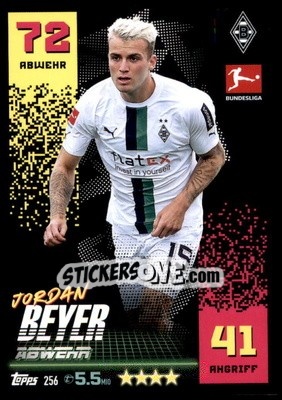 Sticker Jordan Beyer - German Fussball Bundesliga 2022-2023. Match Attax - Topps