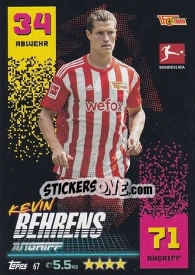 Sticker Kevin Behrens - German Fussball Bundesliga 2022-2023. Match Attax - Topps