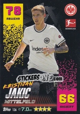 Sticker Kristijan Jakic - German Fussball Bundesliga 2022-2023. Match Attax - Topps