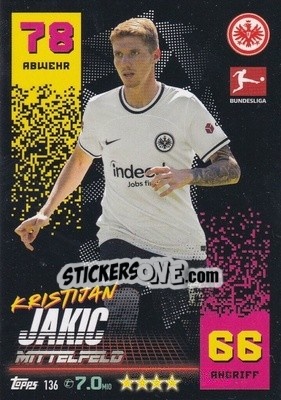 Cromo Kristijan Jakic - German Fussball Bundesliga 2022-2023. Match Attax - Topps