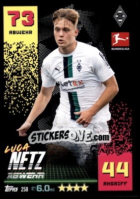 Sticker Luca Netz - German Fussball Bundesliga 2022-2023. Match Attax - Topps