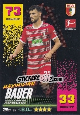 Sticker Maximilian Bauer - German Fussball Bundesliga 2022-2023. Match Attax - Topps