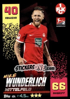Sticker Mike Wunderlich - German Fussball Bundesliga 2022-2023. Match Attax - Topps
