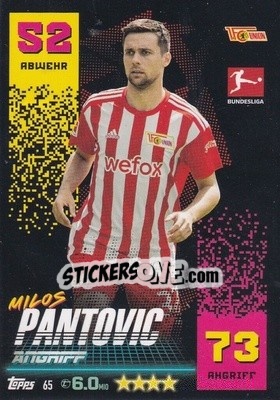Sticker Milos Pantovic - German Fussball Bundesliga 2022-2023. Match Attax - Topps